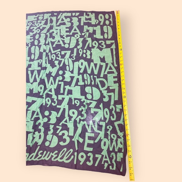 Madewell Women’s Scarf Navy Blue Green Rare Numbers Letters Square 36 x … - Picture 4 of 6